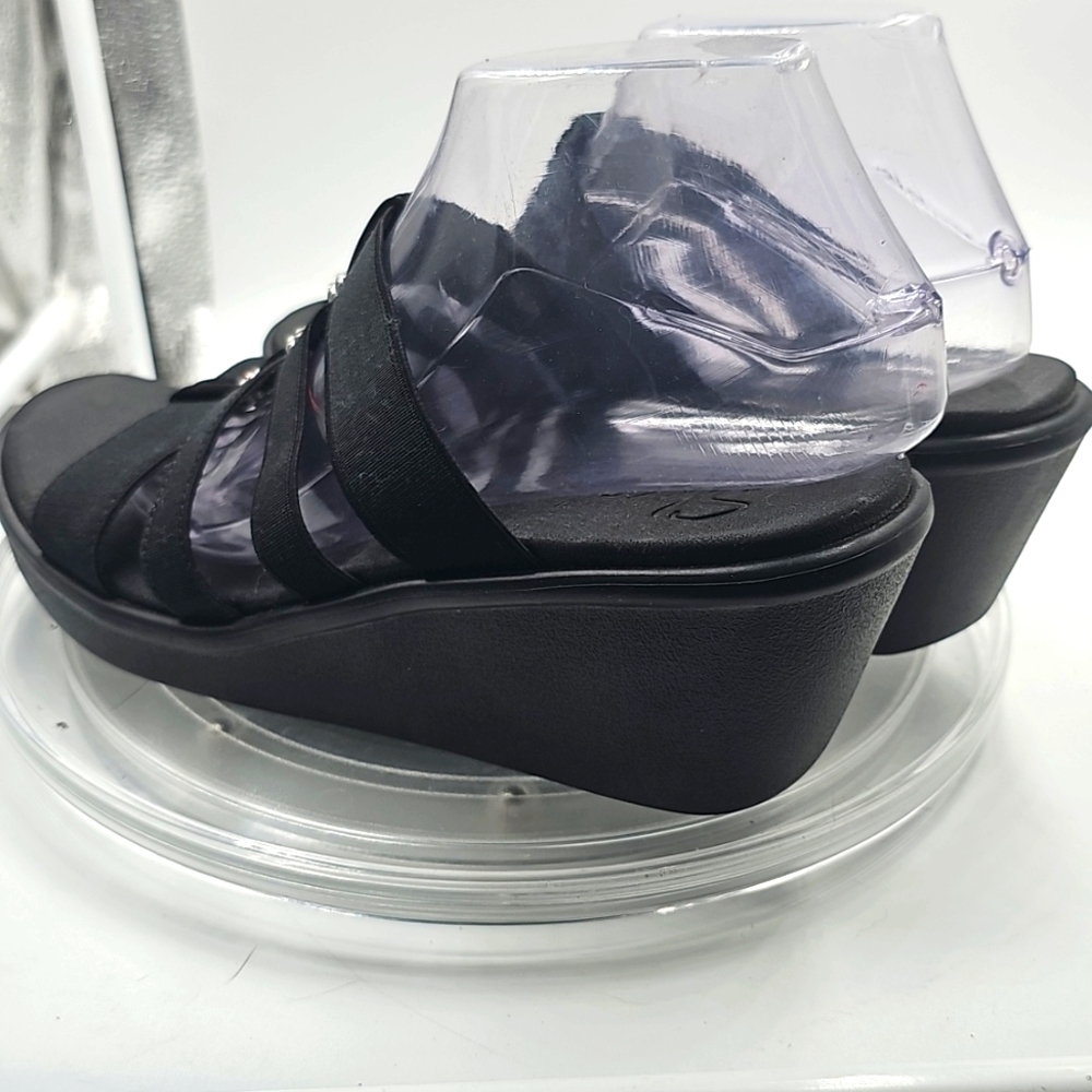 I Skechers Women's Black Luxe Foam Sandals Bling RHINESTONE Sz 9 - Picture 5 of 13